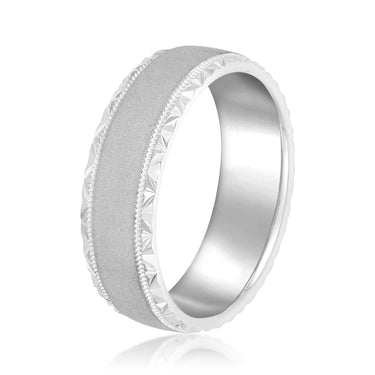 7mm Standard Weight Mens Band – Lab Diamond Men's Band in 18K Gold | Just Brilliant – detail view