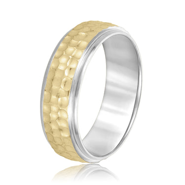 7mm Standard Weight Mens Band – Lab Diamond Men's Band in 18K Gold | Just Brilliant – angle view