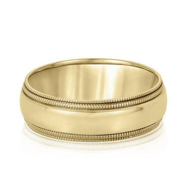 7mm Standard Weight Mens Band – Lab Diamond Men's Band in 18K Gold | Just Brilliant – close-up view