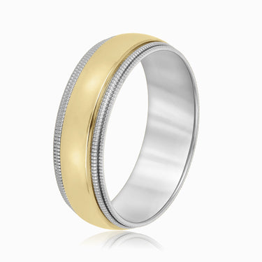 7mm Standard Weight Mens Band – Lab Diamond Men's Band in 18K Gold | Just Brilliant – angle view