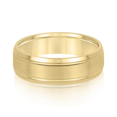6mm Standard Weight Mens Band – Lab Diamond Men's Band in 18K Gold | Just Brilliant – close-up view