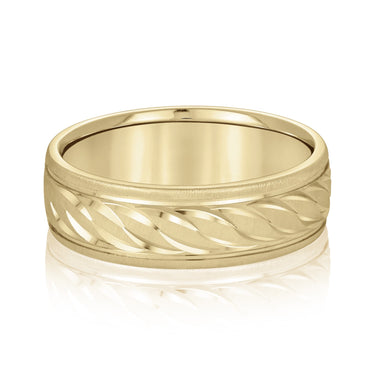6mm Standard Weight Mens Band – Lab Diamond Men's Band in 18K Gold | Just Brilliant – close-up view