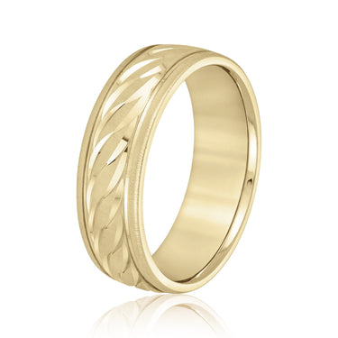 6mm Standard Weight Mens Band – Lab Diamond Men's Band in 18K Gold | Just Brilliant – lifestyle view