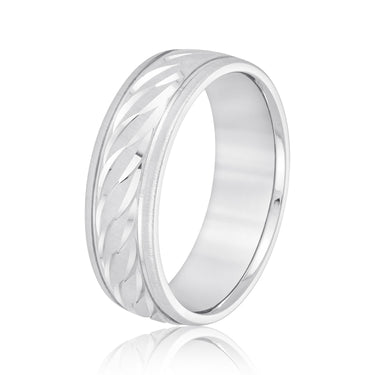 6mm Standard Weight Mens Band – Lab Diamond Men's Band in 18K Gold | Just Brilliant – detail view