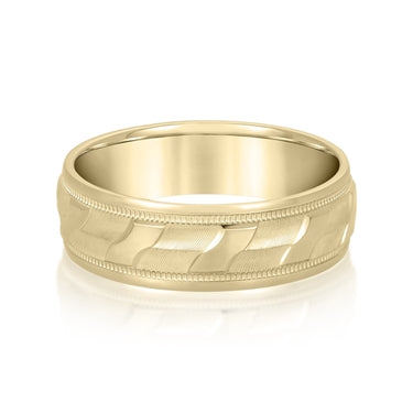 6mm Standard Weight Mens Band – Lab Diamond Men's Band in 18K Gold | Just Brilliant – close-up view