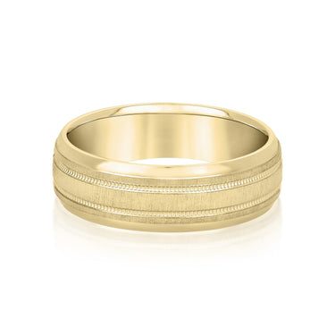 6mm Standard Weight Mens Band – Lab Diamond Men's Band in 18K Gold | Just Brilliant – close-up view