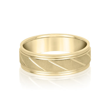 6mm Standard Weight Mens Band – Lab Diamond Men's Band in 18K Gold | Just Brilliant – close-up view