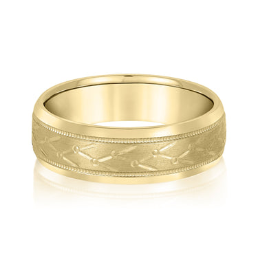 6mm Standard Weight Mens Band – Lab Diamond Men's Band in 18K Gold | Just Brilliant – close-up view