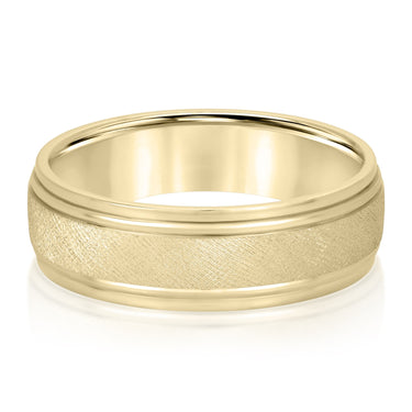 6mm Standard Weight Mens Band – Lab Diamond Men's Band in 18K Gold | Just Brilliant – close-up view
