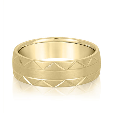 6mm Standard Weight Mens Band – Lab Diamond Men's Band in 18K Gold | Just Brilliant – close-up view
