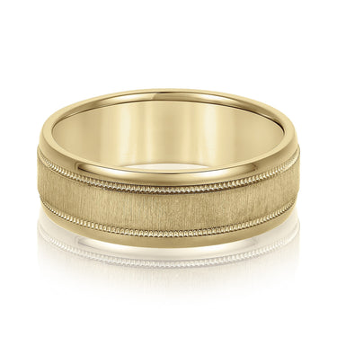 6mm Standard Weight Mens Band – Lab Diamond Men's Band in 18K Gold | Just Brilliant – close-up view