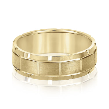 6mm Standard Weight Mens Band – Lab Diamond Men's Band in 18K Gold | Just Brilliant – close-up view