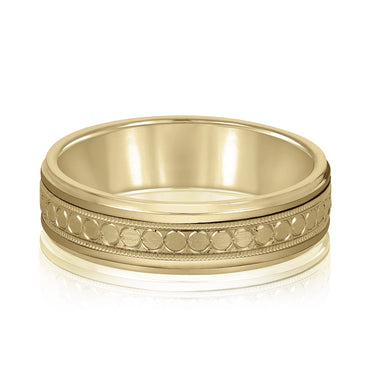 6mm Standard Weight Mens Band – Lab Diamond Men's Band in 18K Gold | Just Brilliant – close-up view