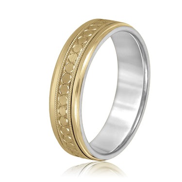 6mm Standard Weight Mens Band – Lab Diamond Men's Band in 18K Gold | Just Brilliant – angle view