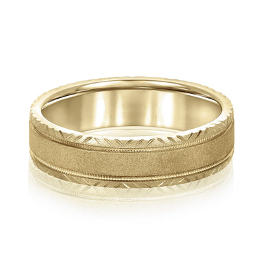 6mm Standard Weight Mens Band – Lab Diamond Men's Band in 18K Gold | Just Brilliant – close-up view