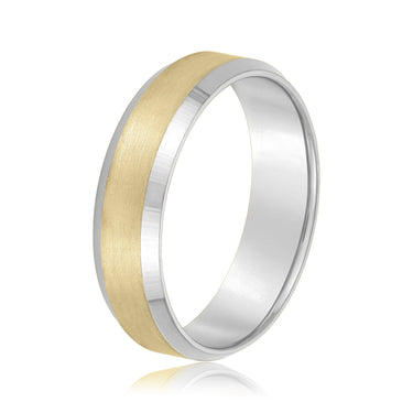 6mm Standard Weight Mens Band – Lab Diamond Men's Band in 18K Gold | Just Brilliant – angle view