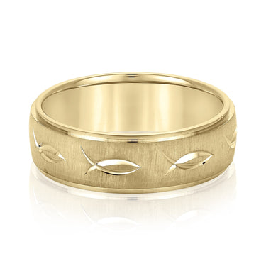 6mm Standard Weight Mens Band – Lab Diamond Men's Band in 18K Gold | Just Brilliant – close-up view