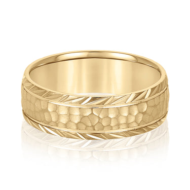 6mm Standard Weight Mens Band – Lab Diamond Men's Band in 18K Gold | Just Brilliant – close-up view