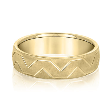 6mm Standard Weight Mens Band – Lab Diamond Men's Band in 18K Gold | Just Brilliant – close-up view