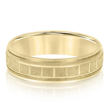6mm Standard Weight Mens Band – Lab Diamond Men's Band in 18K Gold | Just Brilliant – close-up view