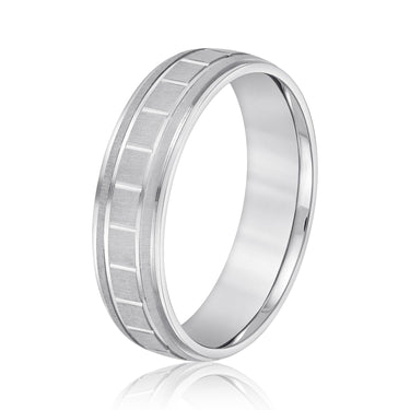 6mm Standard Weight Mens Band – Lab Diamond Men's Band in 18K Gold | Just Brilliant – detail view