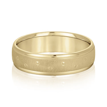 6mm Standard Weight Mens Band – Lab Diamond Men's Band in 18K Gold | Just Brilliant – close-up view