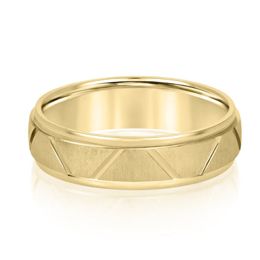 6mm Standard Weight Mens Band – Lab Diamond Men's Band in 18K Gold | Just Brilliant – close-up view