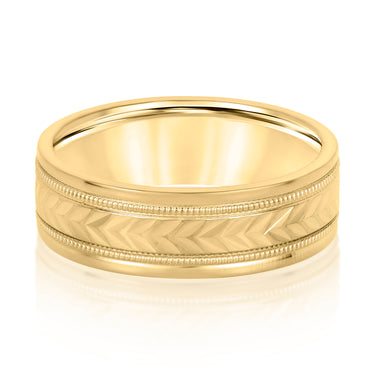 6mm Standard Weight Mens Band – Lab Diamond Men's Band in 18K Gold | Just Brilliant – close-up view