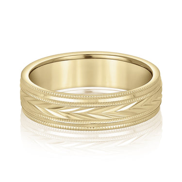 6mm Standard Weight Mens Band – Lab Diamond Men's Band in 18K Gold | Just Brilliant – close-up view