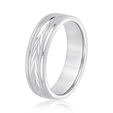 6mm Standard Weight Mens Band – Lab Diamond Men's Band in 18K Gold | Just Brilliant – detail view