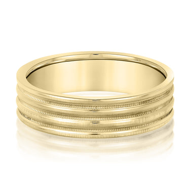6mm Standard Weight Mens Band – Lab Diamond Men's Band in 18K Gold | Just Brilliant – close-up view