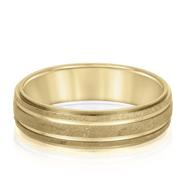 6mm Standard Weight Mens Band – Lab Diamond Men's Band in 18K Gold | Just Brilliant – close-up view