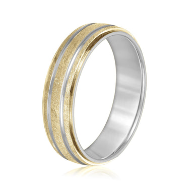 6mm Standard Weight Mens Band – Lab Diamond Men's Band in 18K Gold | Just Brilliant – angle view