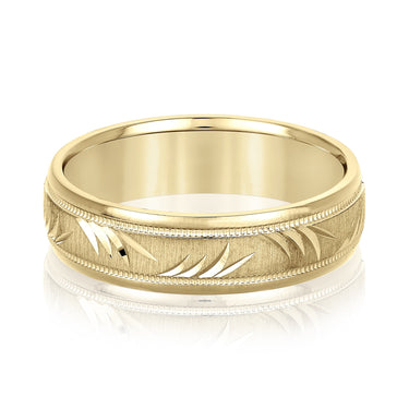 6mm Standard Weight Mens Band – Lab Diamond Men's Band in 18K Gold | Just Brilliant – close-up view