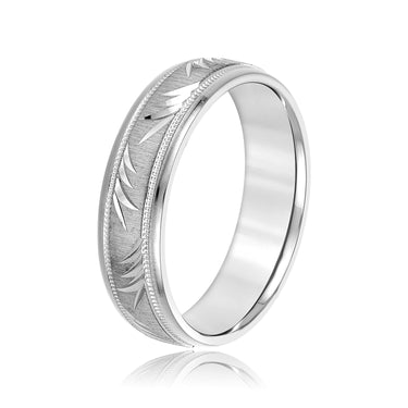6mm Standard Weight Mens Band – Lab Diamond Men's Band in 18K Gold | Just Brilliant – detail view