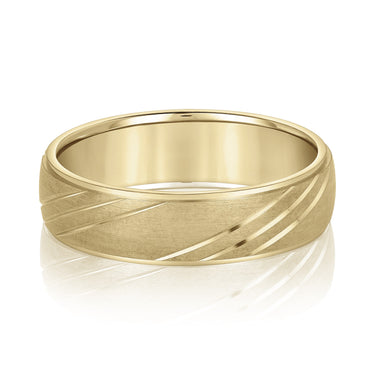6mm Standard Weight Mens Band – Lab Diamond Men's Band in 18K Gold | Just Brilliant – close-up view