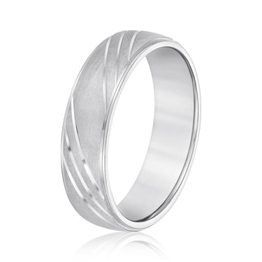 6mm Standard Weight Mens Band – Lab Diamond Men's Band in 18K Gold | Just Brilliant – detail view