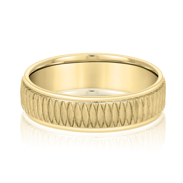 6mm Standard Weight Mens Band – Lab Diamond Men's Band in 18K Gold | Just Brilliant – close-up view