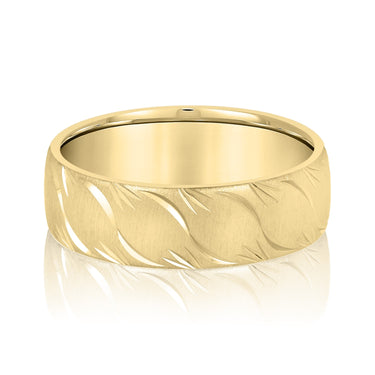 6mm Standard Weight Mens Band – Lab Diamond Men's Band in 18K Gold | Just Brilliant – close-up view