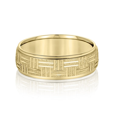 6mm Standard Weight Mens Band – Lab Diamond Men's Band in 18K Gold | Just Brilliant – close-up view