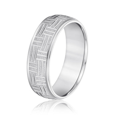 6mm Standard Weight Mens Band – Lab Diamond Men's Band in 18K Gold | Just Brilliant – detail view