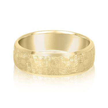 6mm Standard Weight Mens Band – Lab Diamond Men's Band in 18K Gold | Just Brilliant – close-up view