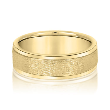 6mm Standard Weight Mens Band – Lab Diamond Men's Band in 18K Gold | Just Brilliant – close-up view