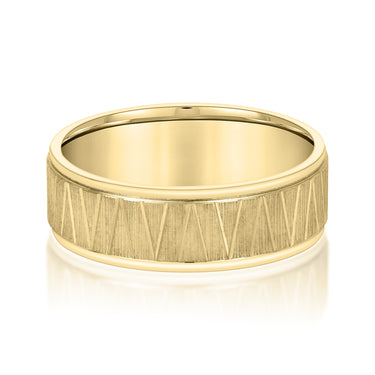 6mm Standard Weight Mens Band – Lab Diamond Men's Band in 18K Gold | Just Brilliant – close-up view