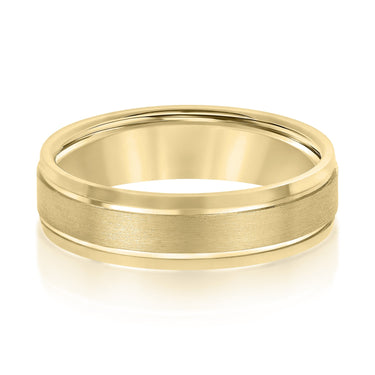 6mm Standard Weight Mens Band – Lab Diamond Men's Band in 18K Gold | Just Brilliant – close-up view