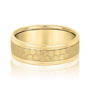 6mm Standard Weight Mens Band – Lab Diamond Men's Band in 18K Gold | Just Brilliant – close-up view