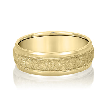 6mm Standard Weight Mens Band – Lab Diamond Men's Band in 18K Gold | Just Brilliant – close-up view