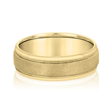 6mm Standard Weight Mens Band – Lab Diamond Men's Band in 18K Gold | Just Brilliant – close-up view