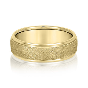 6mm Standard Weight Mens Band – Lab Diamond Men's Band in 18K Gold | Just Brilliant – close-up view