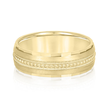 6mm Standard Weight Mens Band – Lab Diamond Men's Band in 18K Gold | Just Brilliant – close-up view